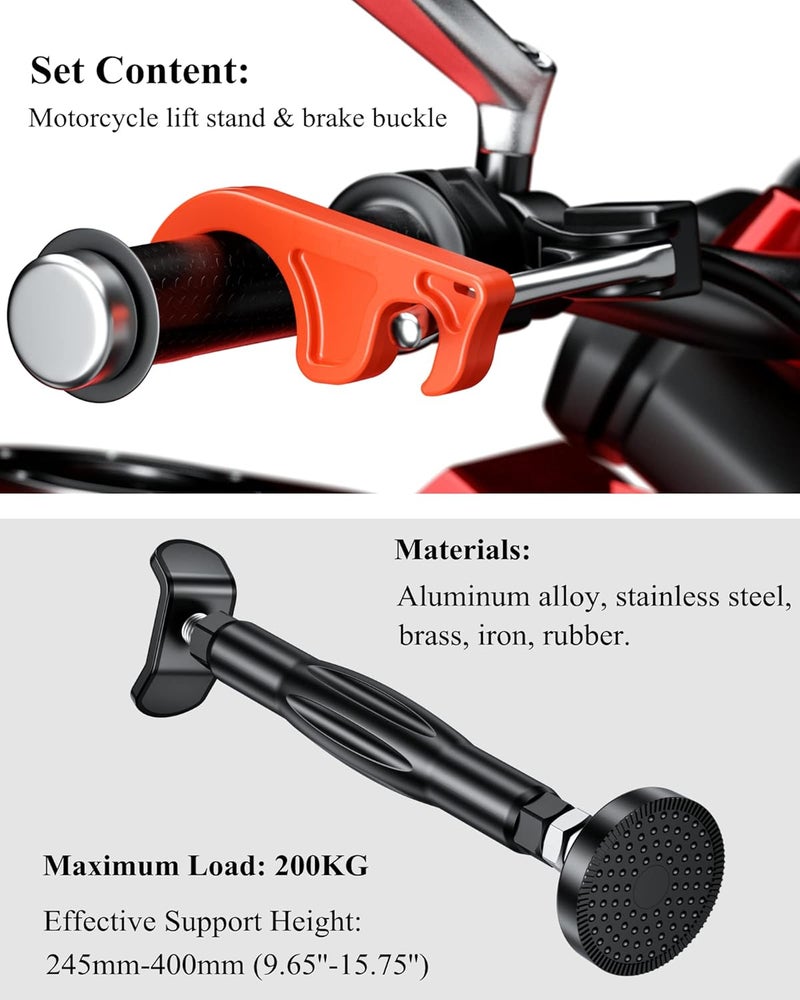 BRCOVAN Motorcycle Stand Wheel Chain Cleaning Maintenance Stand, Portable Lift Stand Jack, Replacement Ridding Emergency Tool for All Motorcycle, Set Includes Brake Buckle - Image 5